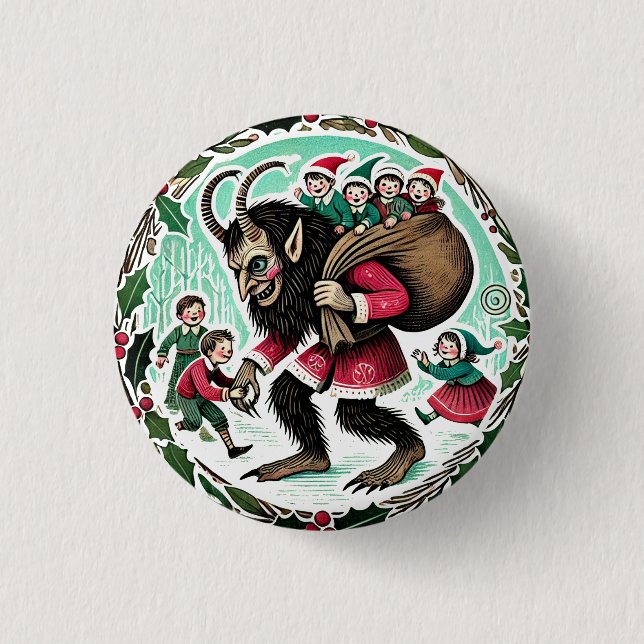 Krampus Christmas                                  1 Inch Round Button (Front)