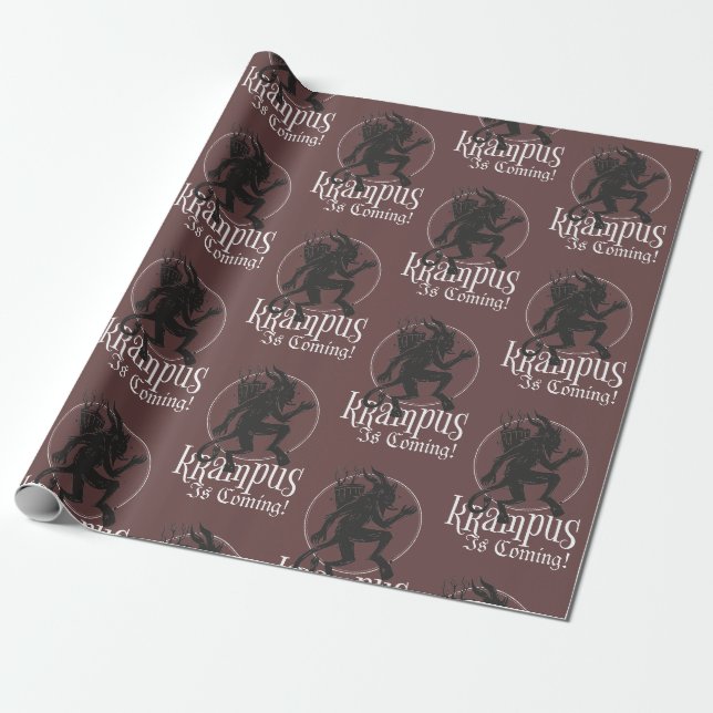 Krampus Christmas Holiday Wrapping Paper (Unrolled)