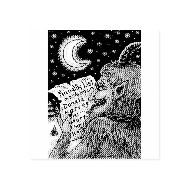 KRAMPUS CHRISTMAS NAUGHTY LIST RUBBER STAMP (Imprint)