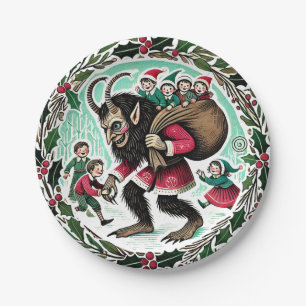 Krampus Christmas Paper Plate