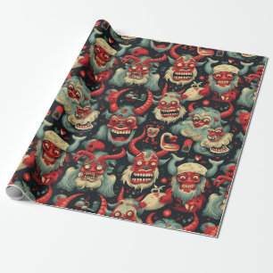 Krampus Christmas Pattern Wrapping Paper