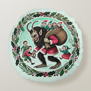 Krampus Christmas                                  Round Pillow