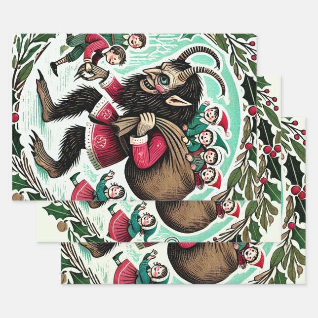 Krampus Christmas                                  Wrapping Paper Sheet (Set)