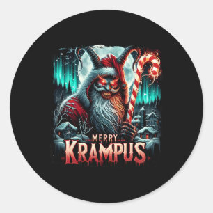 Krampus Dark Merry Krampus Mythical Christmas Xmas Classic Round Sticker