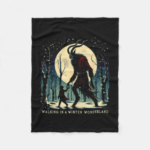 Krampus Dark Winter Holiday Walking In A Winter Wo Fleece Blanket