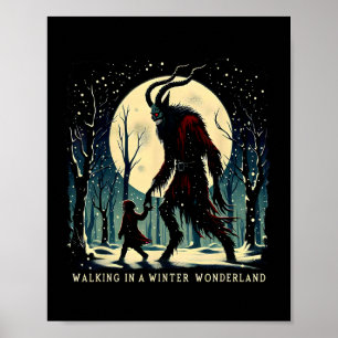 Krampus Dark Winter Holiday Walking In A Winter Wo Poster