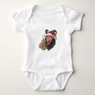 Krampus Drinking Green Matcha Christmas Spooky Baby Bodysuit