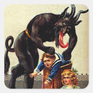 Krampus Enfants en panier Stickers de Noël de vaca