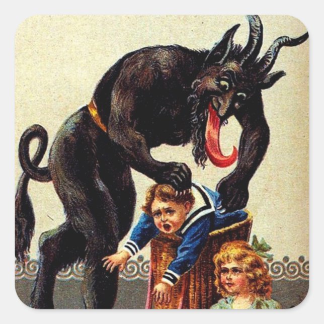 Krampus Enfants en panier Stickers de Noël de vaca (Devant)