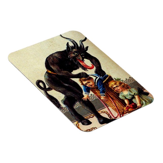 Krampus Enfants en panier Vacances Magnet de Noël (Côté Droit)