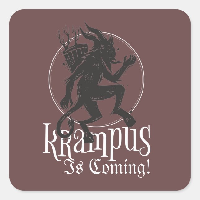 Krampus is Coming Christmas Holiday Square Sticker (Front)