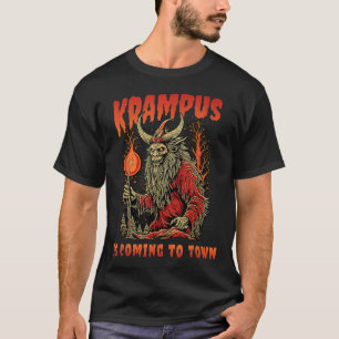 Krampus Is Coming To Town Christmas Horror Holiday T-Shirt