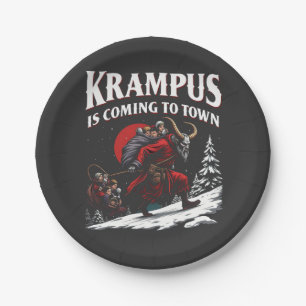 Krampus is Coming to Town Krampus Christmas  Paper Plate
