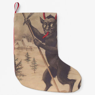 Krampus Kidnap People Ski Switch Winter Small Christmas Stocking