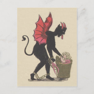 Krampus Kidnapping Child Chain Wings Postcard