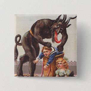 Krampus Kidnapping Children 2 Inch Square Button