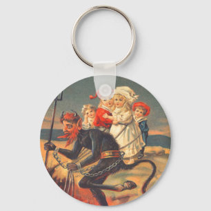 Krampus Kidnapping Children Keychain