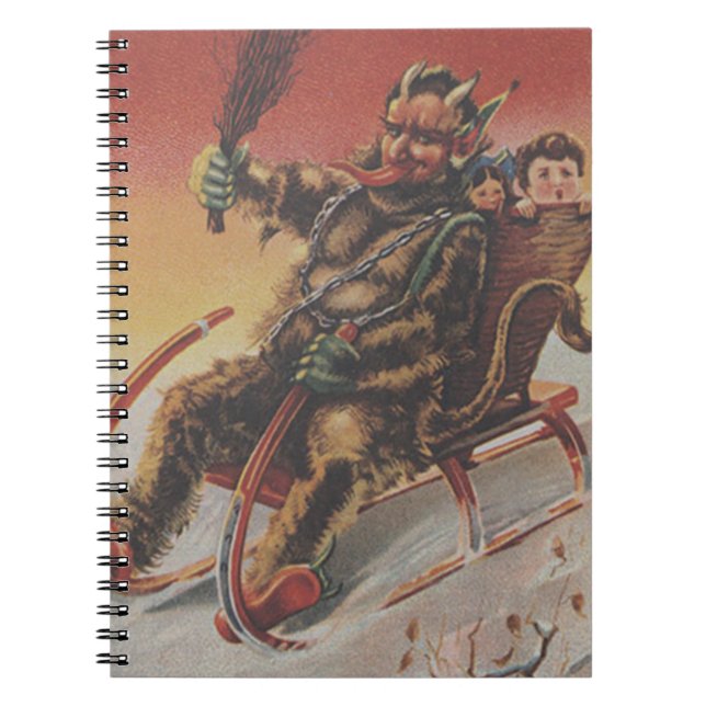 Krampus Kidnapping Children Sleigh Notebook (Front)