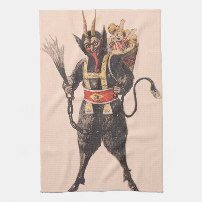 Krampus Kidnapping Children Switch Kitchen Towel (Vertical)