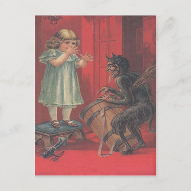 Krampus Kidnapping Girl Toy Postcard (Front)