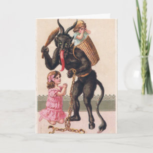 Krampus Kidnaps Kids Vintage Holiday Christmas Card