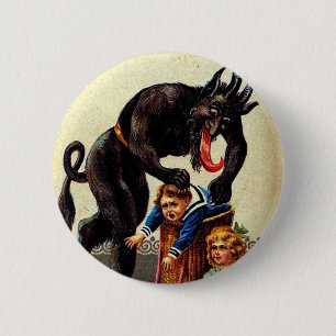 Krampus Kids in Basket Christmas Holiday Xmas 2 Inch Round Button