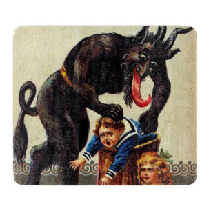 Krampus Kids in Basket Holiday Xmas Cutting Board