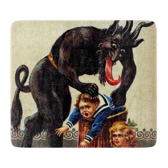 Krampus Kids in Basket Holiday Xmas Cutting Board (Front)