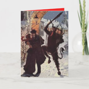 Krampus Kissing Couple Punish Kidnap Holiday Card