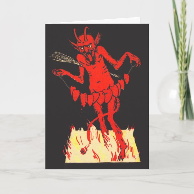 Krampus Little Devil Heart On A String Holiday Card (Front)