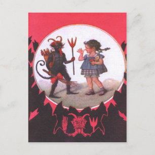 Krampus & Little Girl Postcard