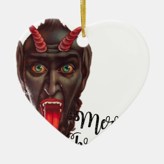 krampus merry christmas ceramic ornament (Front)