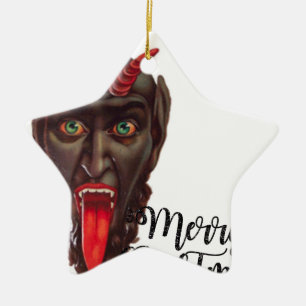 krampus merry christmas ceramic ornament
