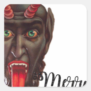 krampus merry christmas square sticker