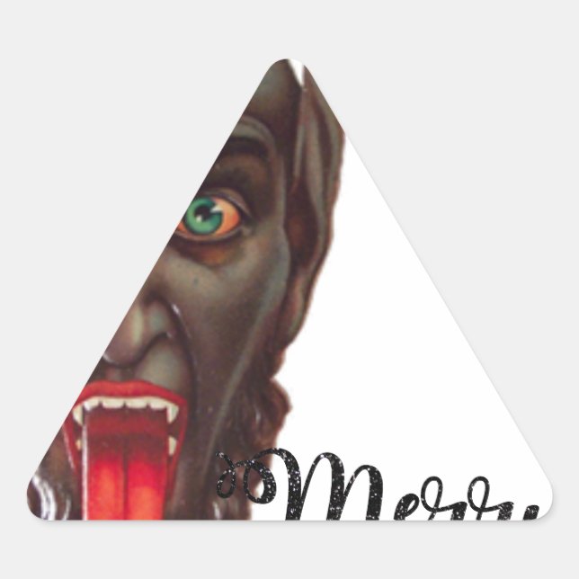 krampus merry christmas triangle sticker (Front)