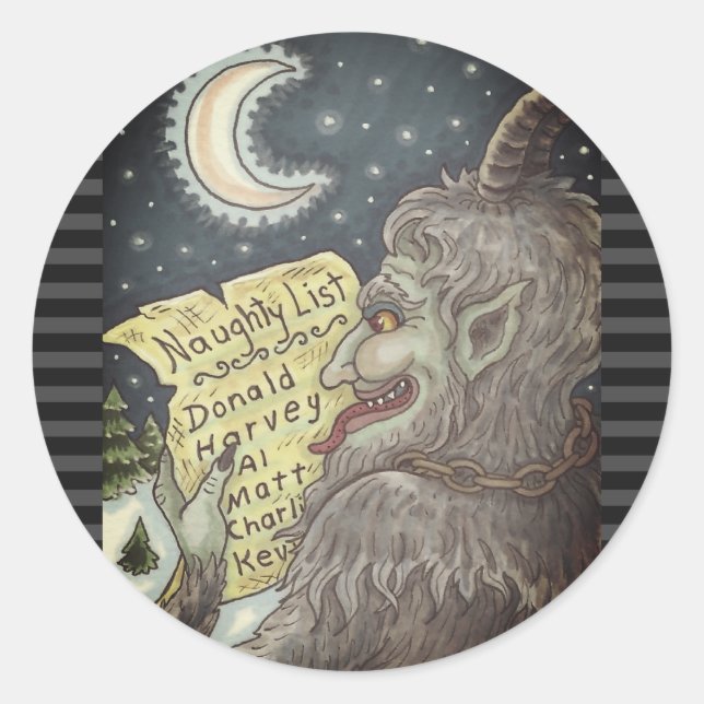 KRAMPUS NAUGHTY CHILDREN LIST CHRISTMAS STICKERS (Front)