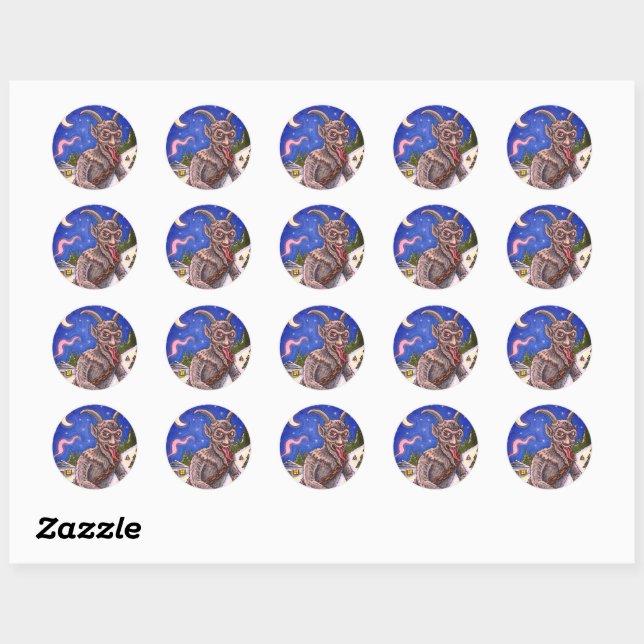 KRAMPUS & NAUGHTY CHILDREN, SCARY CHRISTMAS STORY  CLASSIC ROUND STICKER (Sheet)