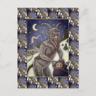 KRAMPUS & NAUGHTY CHILDREN, SCARY CHRISTMAS STORY HOLIDAY POSTCARD
