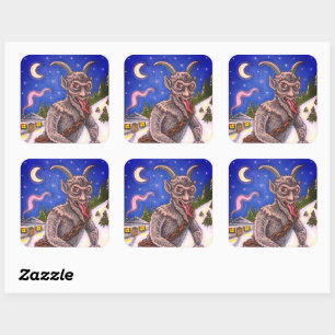 KRAMPUS & NAUGHTY CHILDREN, SCARY CHRISTMAS STORY SQUARE STICKER