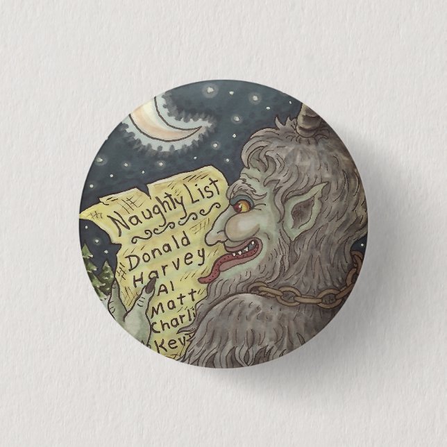 KRAMPUS NAUGHTY LIST CHRISTMAS BUTTON Round (Front)