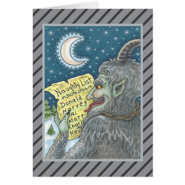 KRAMPUS NAUGHTY LIST CHRISTMAS GREETING CARD B (Front)