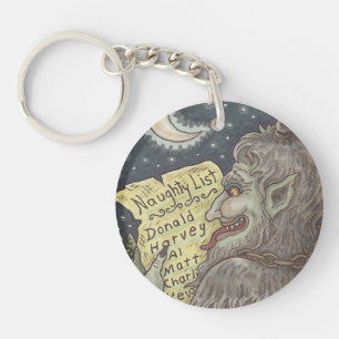 KRAMPUS NAUGHTY LIST CHRISTMAS KEYCHAIN Round