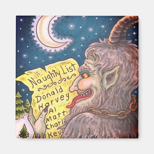 KRAMPUS NAUGHTY LIST CHRISTMAS MAGNET Personnalise (Devant)