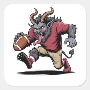 Krampus Playing Football Christmas Fitness Xmas Square Sticker
