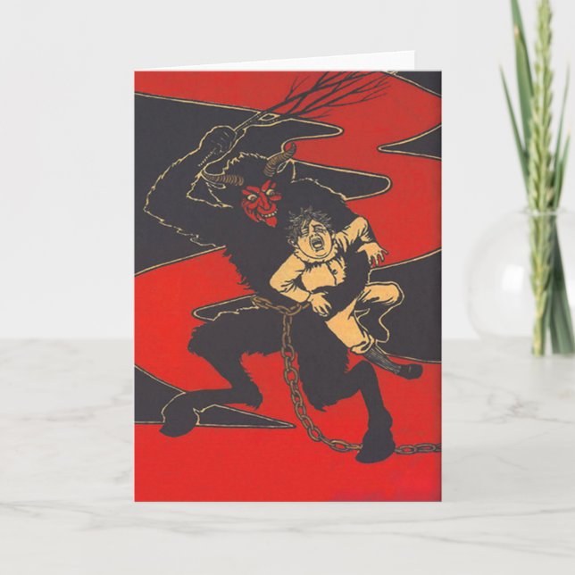 Krampus Punishing Child With Switch Holiday Card (Front)