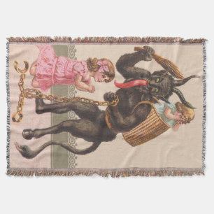 Krampus Punishing Children Switch Chain Throw Blanket