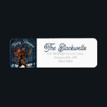 Krampus Return Address Label<br><div class="desc">Merry Krampus! This design features an image of Krampus roaming the woods on a wintry night. All of the text, fonts, and background colors may be changed. The images may also be changed or moved. Please note that you may have to change the size of the font(s), depending on the...</div>