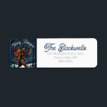 Krampus Return Address Label<br><div class="desc">Merry Krampus! This design features an image of Krampus roaming the woods on a wintry night. All of the text, fonts, and background colors may be changed. The images may also be changed or moved. Please note that you may have to change the size of the font(s), depending on the...</div>