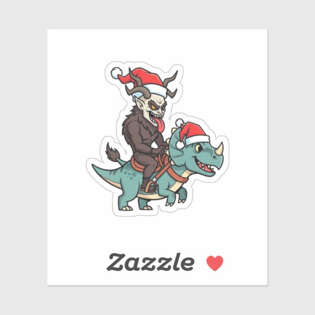 Krampus Riding A Dinosaur Santa Christmas Evil (Sheet)