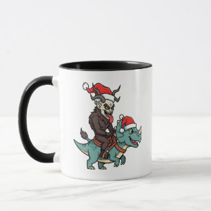 Krampus Riding A Dinosaur Santa Christmas Evil Mug